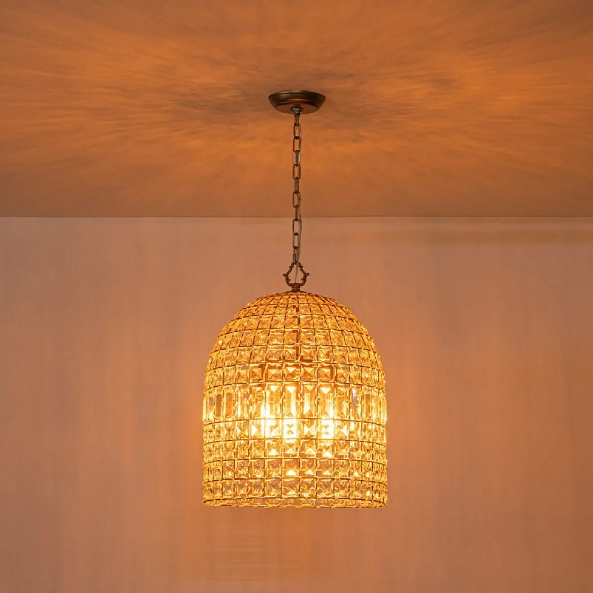 (OpenBox) French Antique Brass Crystal Cage Chandelier