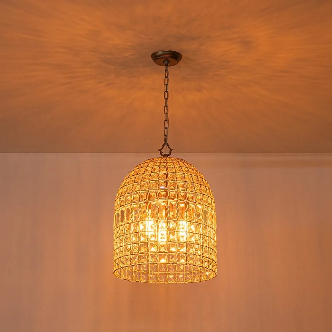 (OpenBox) French Antique Brass Crystal Cage Chandelier
