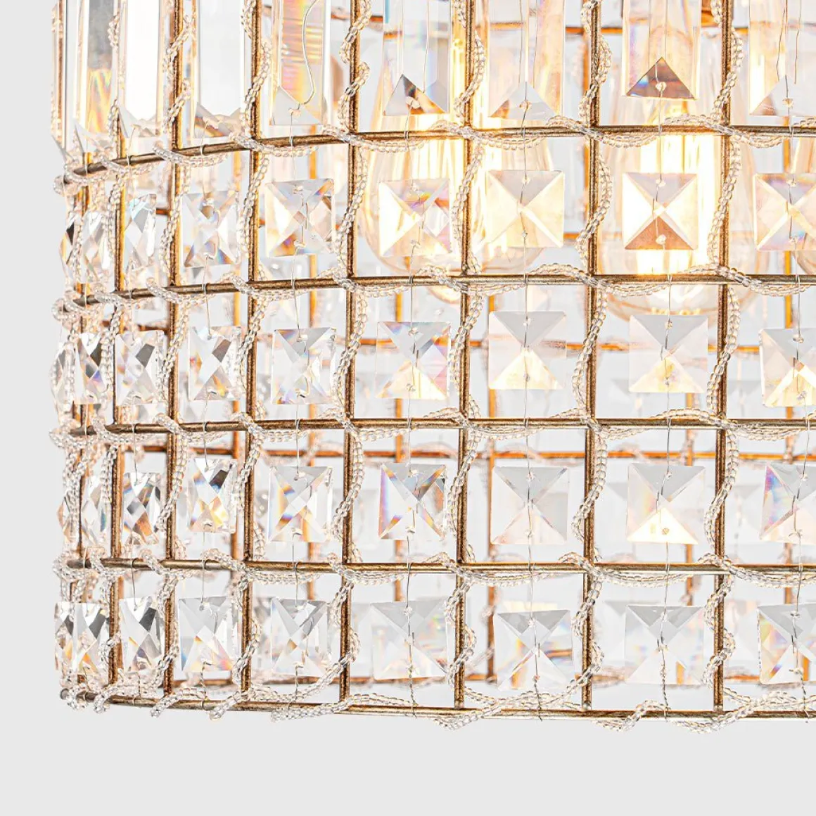 (OpenBox) French Antique Brass Crystal Cage Chandelier