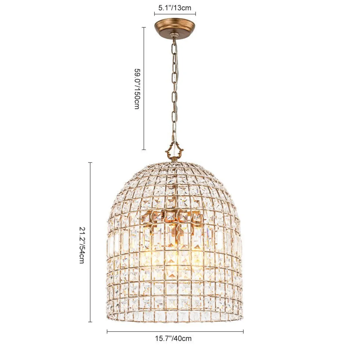 (OpenBox) French Antique Brass Crystal Cage Chandelier