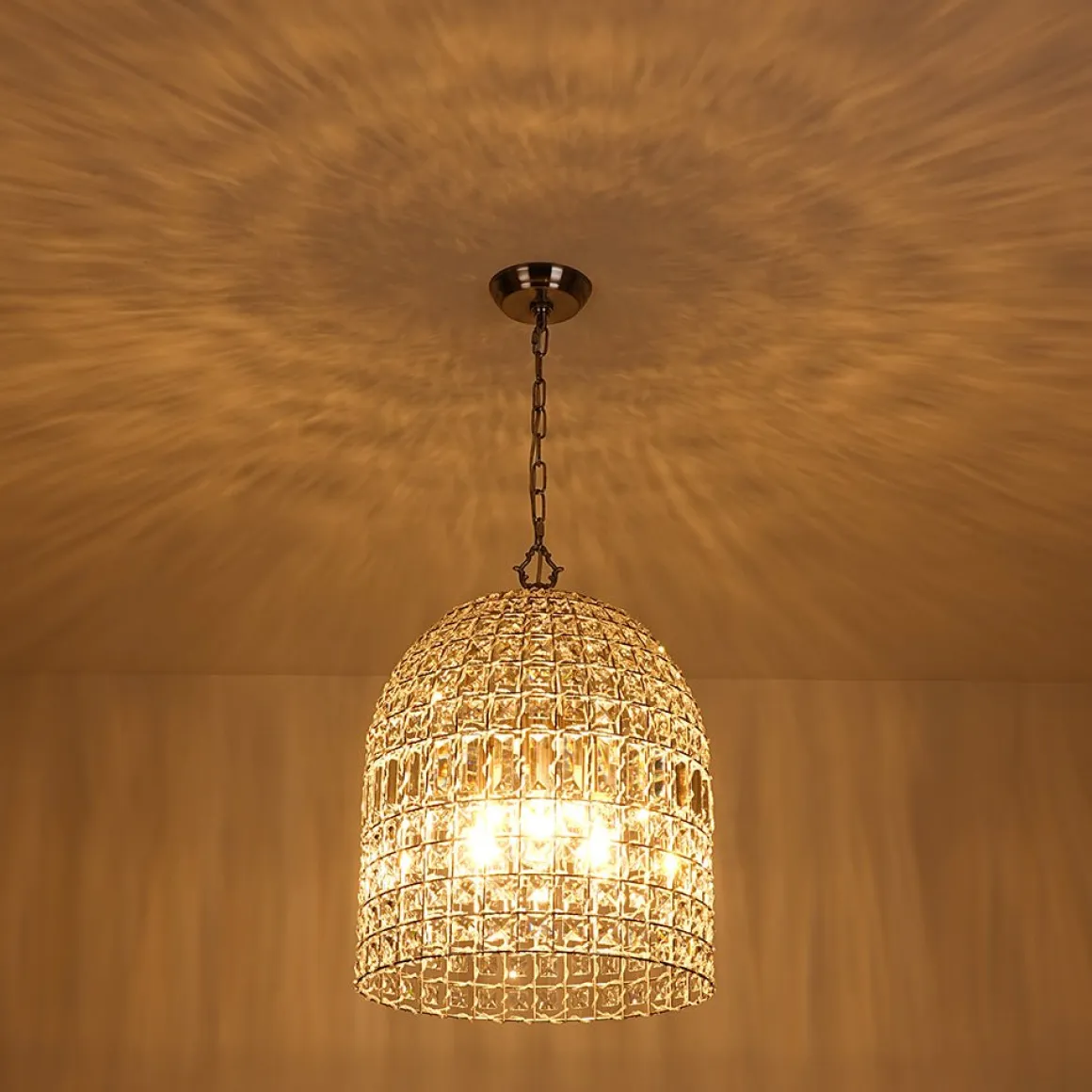 (OpenBox) French Antique Brass Crystal Cage Chandelier