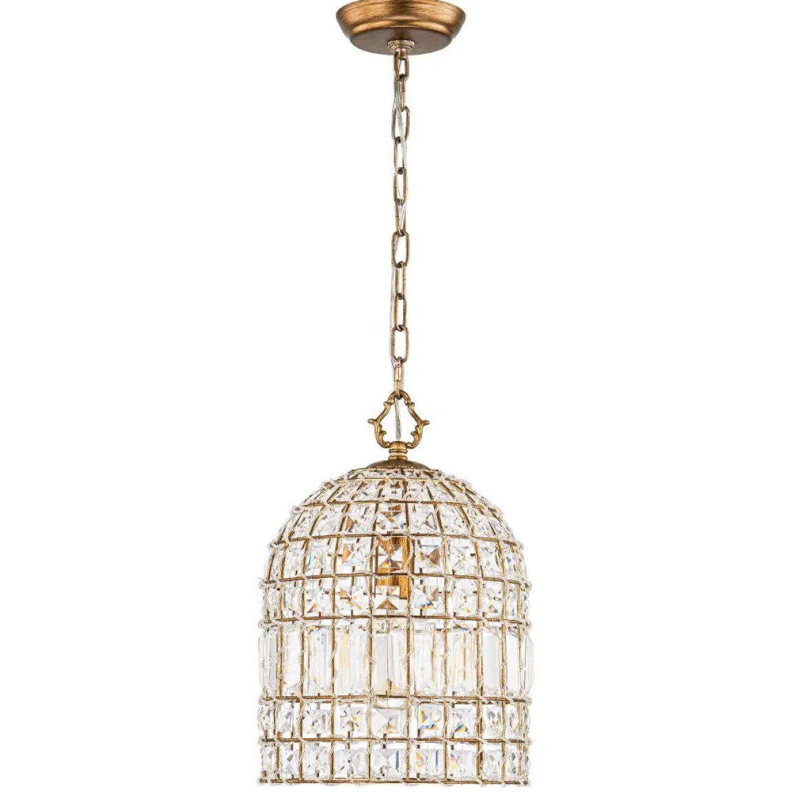 (OpenBox) French Antique Brass Crystal Cage Chandelier