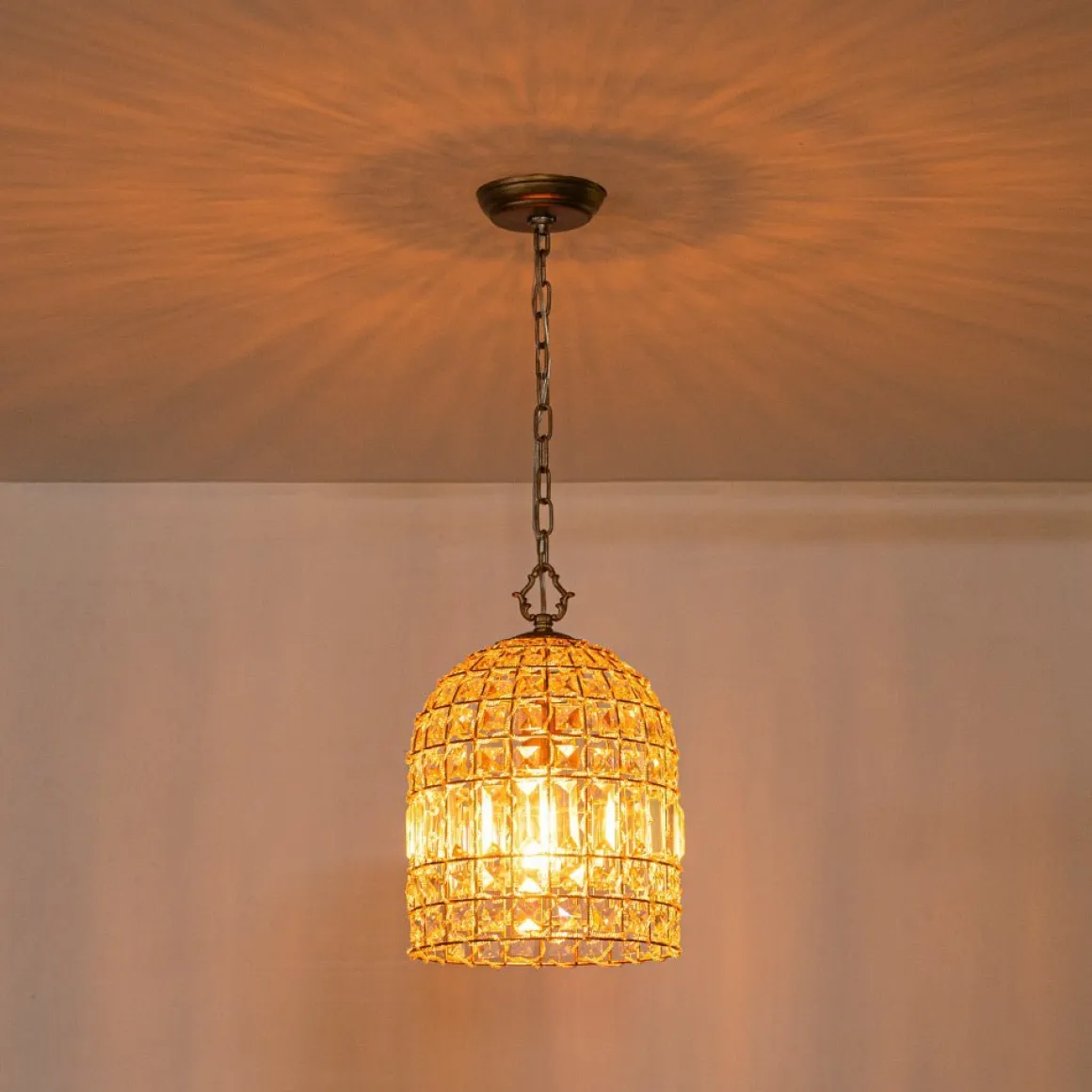 (OpenBox) French Antique Brass Crystal Cage Chandelier