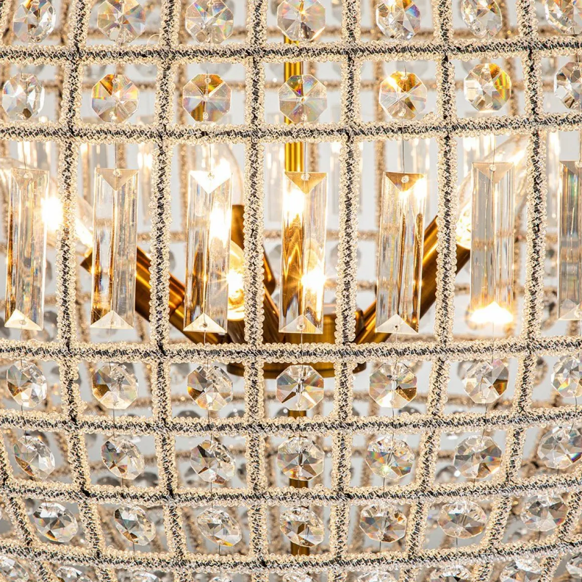 (OpenBox) French Antique Brass Crystal Globe Chandelier