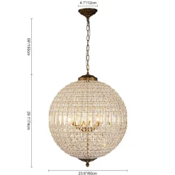 (OpenBox) French Antique Brass Crystal Globe Chandelier