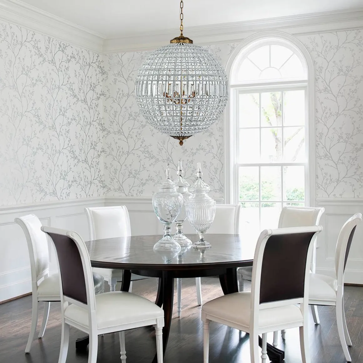 (OpenBox) French Antique Brass Crystal Globe Chandelier