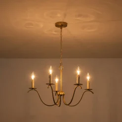 (OpenBox) French Farmhouse 5-Light Brass Candle Style Chandelier