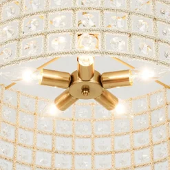 (OpenBox) French Luxury Brass Crystal Drum Cage Chandelier
