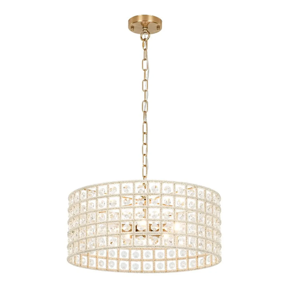(OpenBox) French Luxury Brass Crystal Drum Cage Chandelier