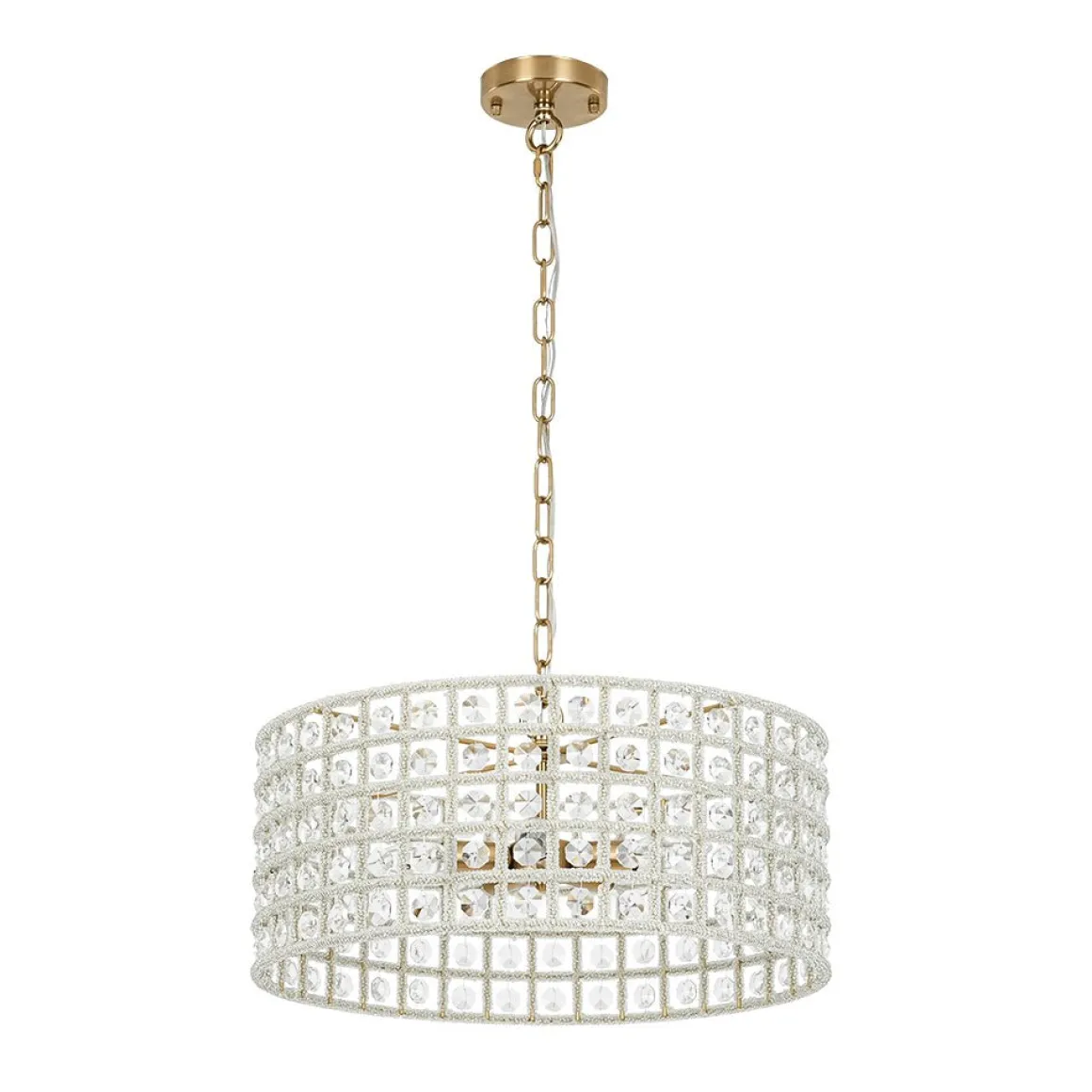 (OpenBox) French Luxury Brass Crystal Drum Cage Chandelier