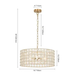 (OpenBox) French Luxury Brass Crystal Drum Cage Chandelier