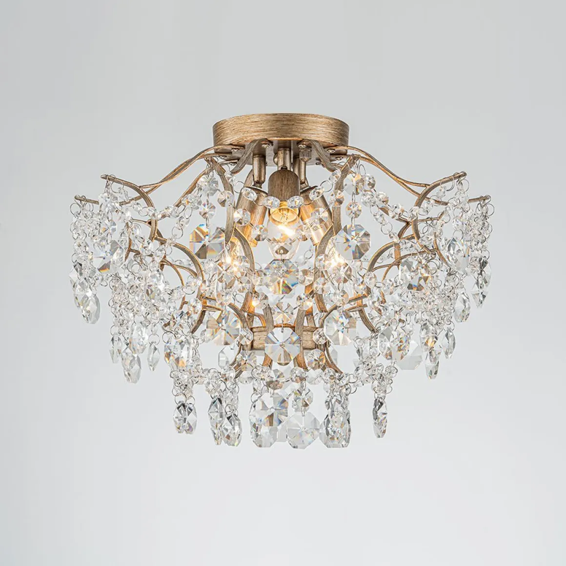 (OpenBox) Glam Bloom Draped Crystal Accented Semi Flush Mount