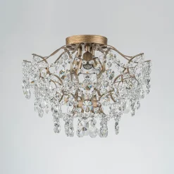 (OpenBox) Glam Bloom Draped Crystal Accented Semi Flush Mount
