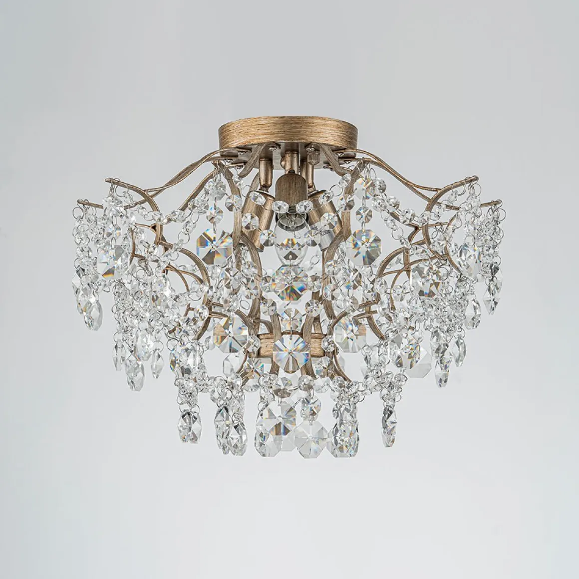 (OpenBox) Glam Bloom Draped Crystal Accented Semi Flush Mount