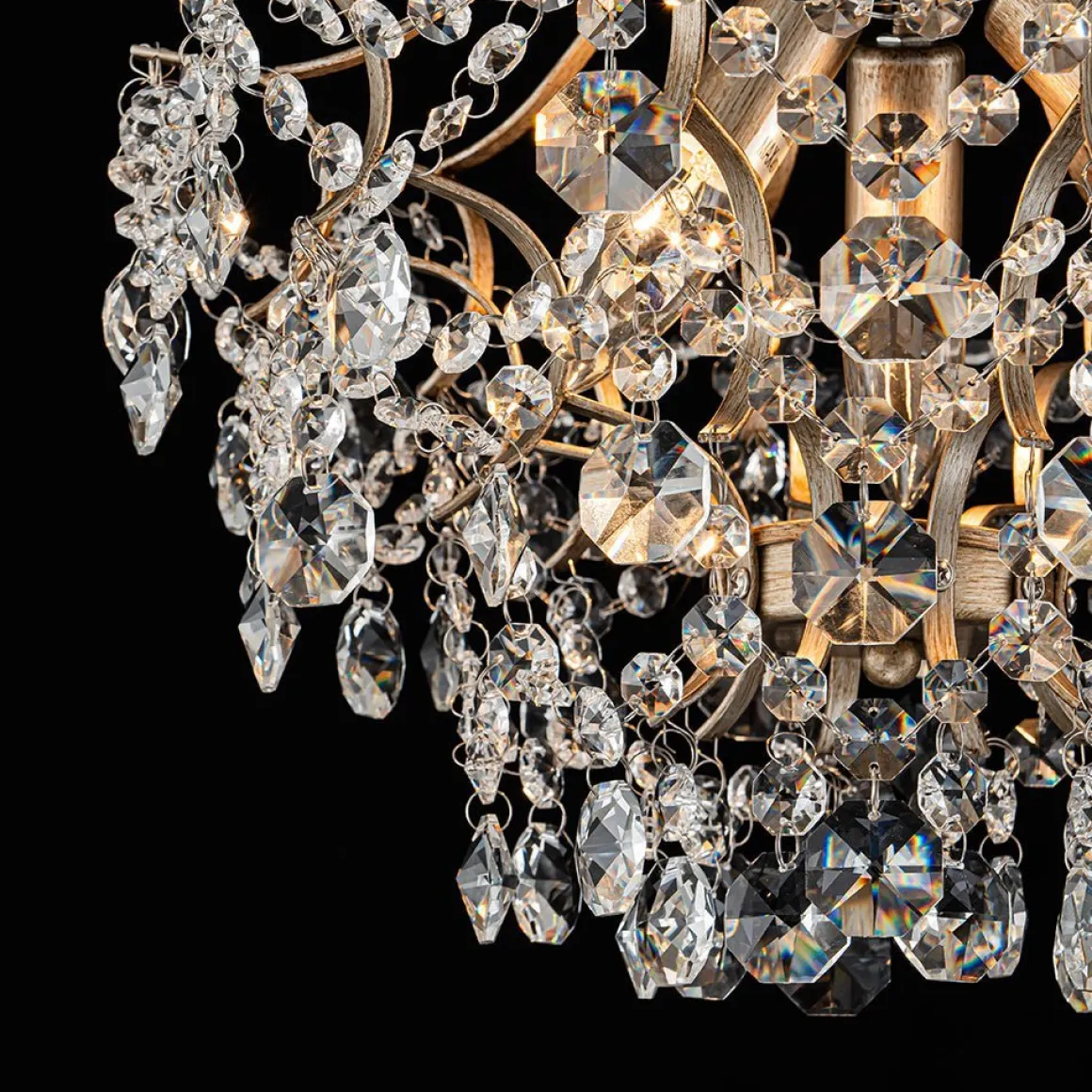 (OpenBox) Glam Bloom Draped Crystal Accented Semi Flush Mount