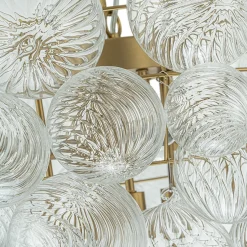 (OpenBox) Glam Brass Cluster Ribbed Glass Globe Bubble Chandelier
