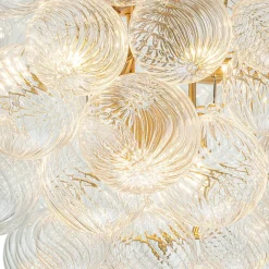 (OpenBox) Glam Brass Cluster Ribbed Glass Globe Bubble Chandelier