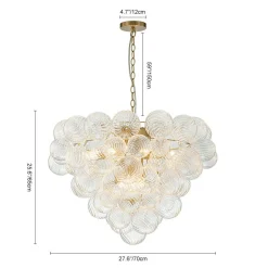 (OpenBox) Glam Brass Cluster Ribbed Glass Globe Bubble Chandelier