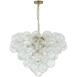 (OpenBox) Glam Brass Cluster Ribbed Glass Globe Bubble Chandelier