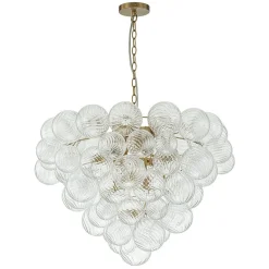 (OpenBox) Glam Brass Cluster Ribbed Glass Globe Bubble Chandelier