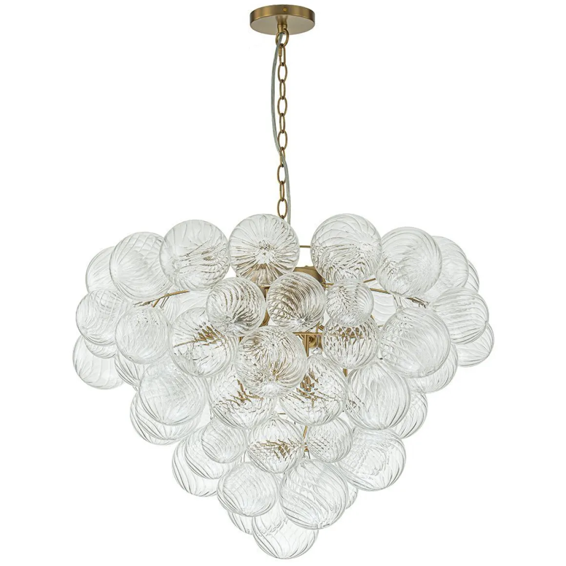 (OpenBox) Glam Brass Cluster Ribbed Glass Globe Bubble Chandelier