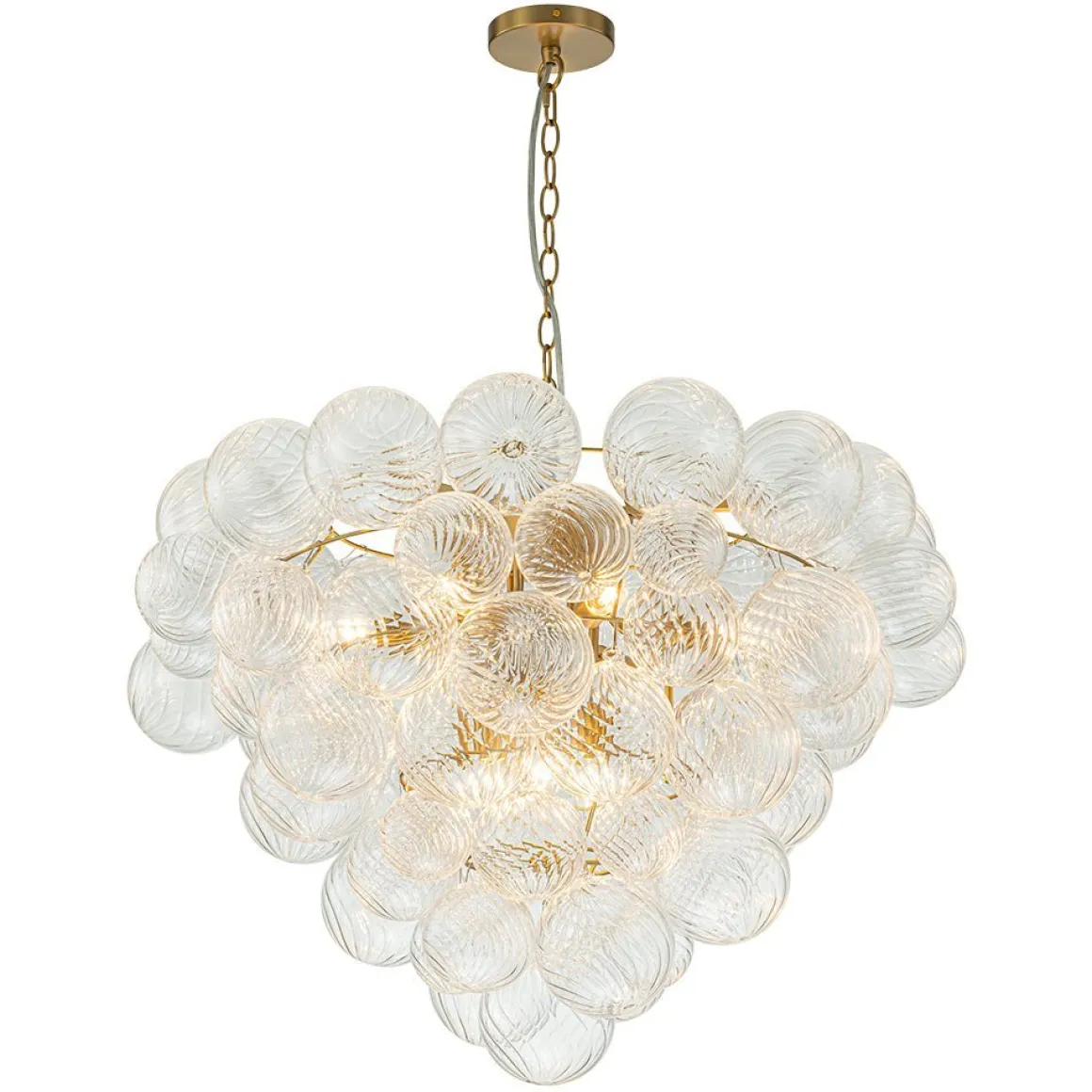 (OpenBox) Glam Brass Cluster Ribbed Glass Globe Bubble Chandelier