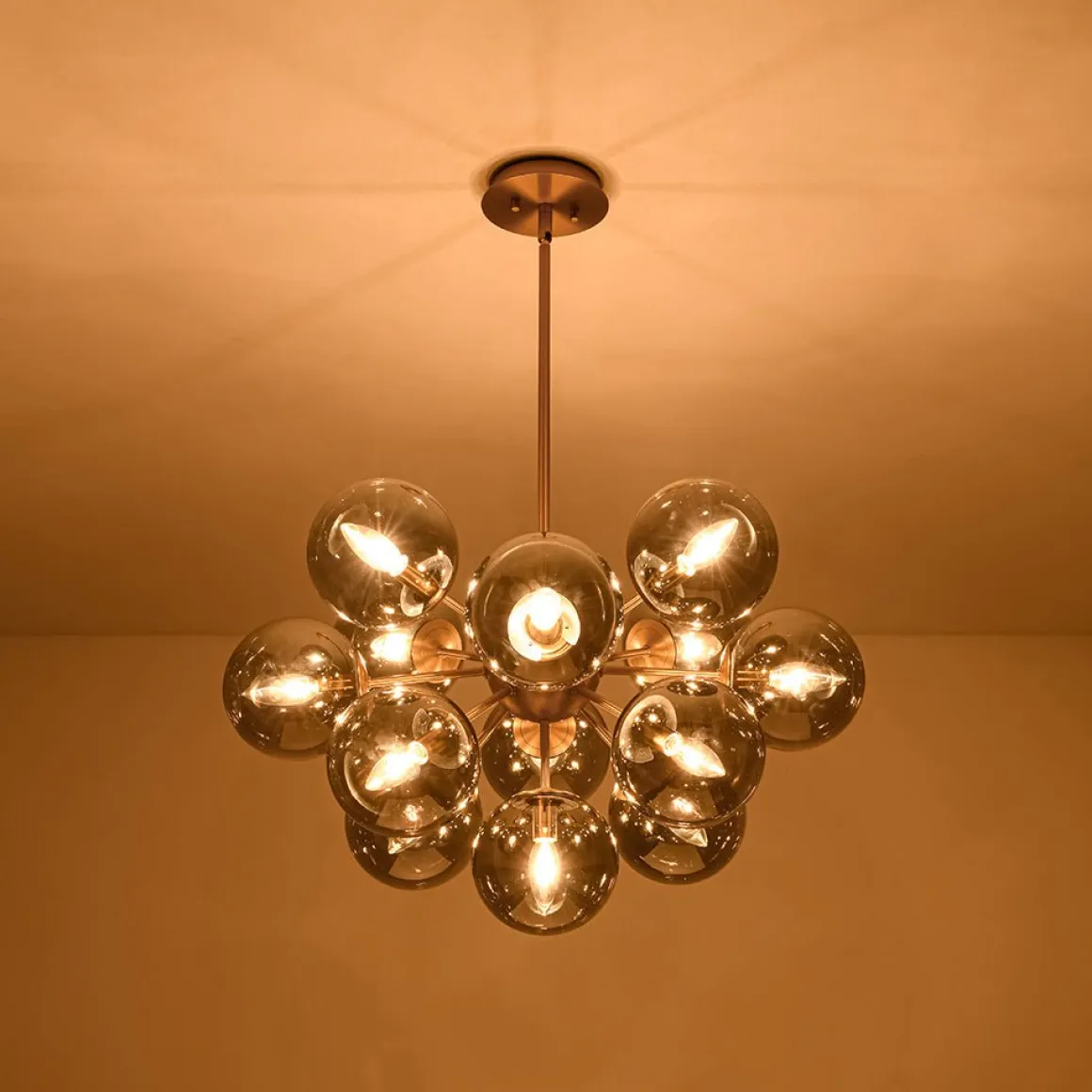 (OpenBox) Glam Dark Pearl Sputnik Smoked Glass Bubble Chandelier Light Fixture