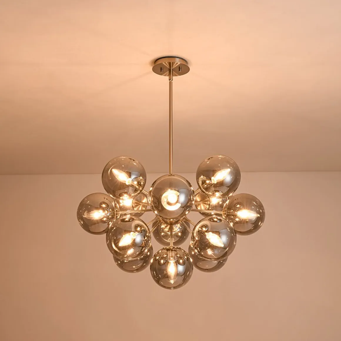 (OpenBox) Glam Dark Pearl Sputnik Smoked Glass Bubble Chandelier Light Fixture