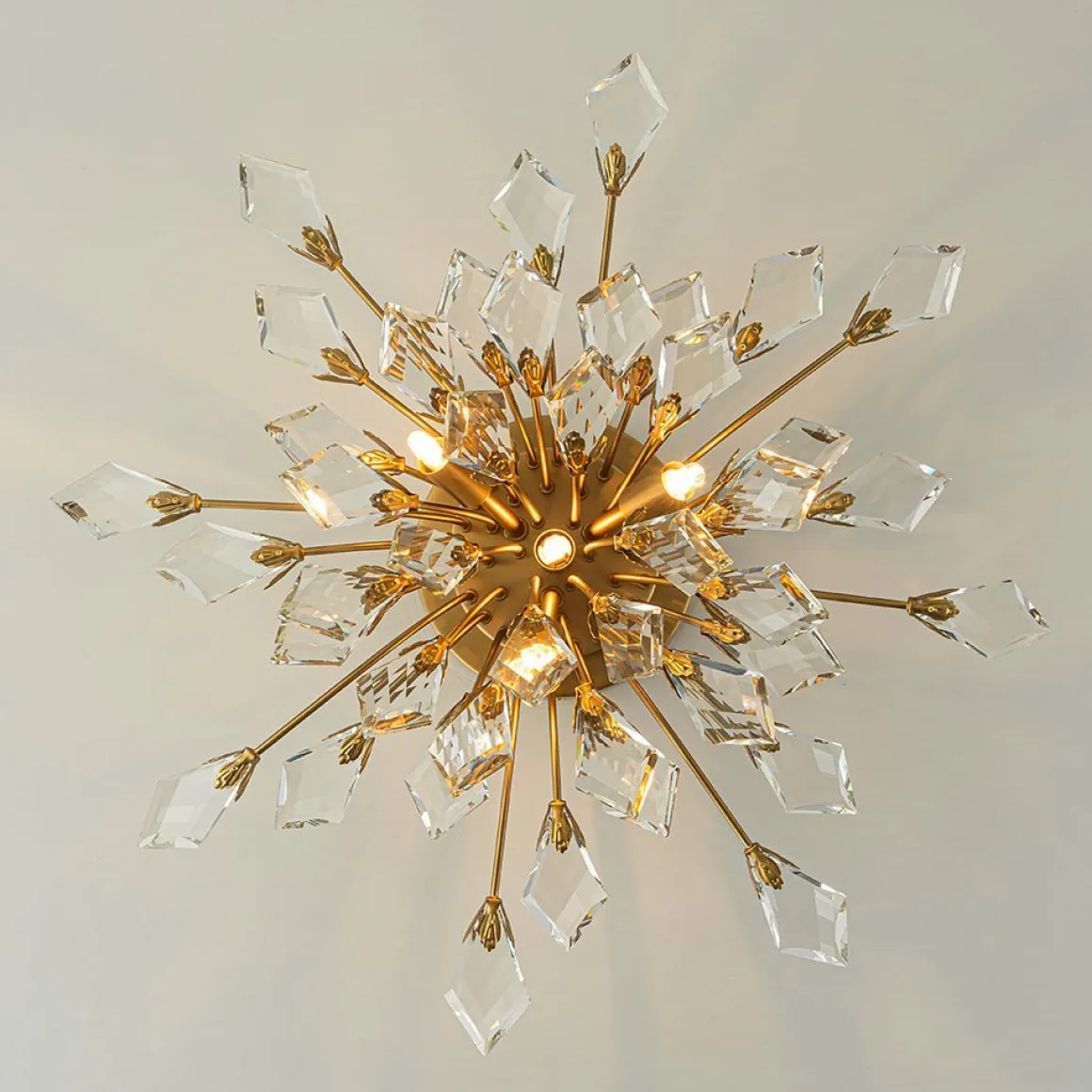 (OpenBox) 4-Light Bloom Crystal Leaf Semi Flush Mount Light