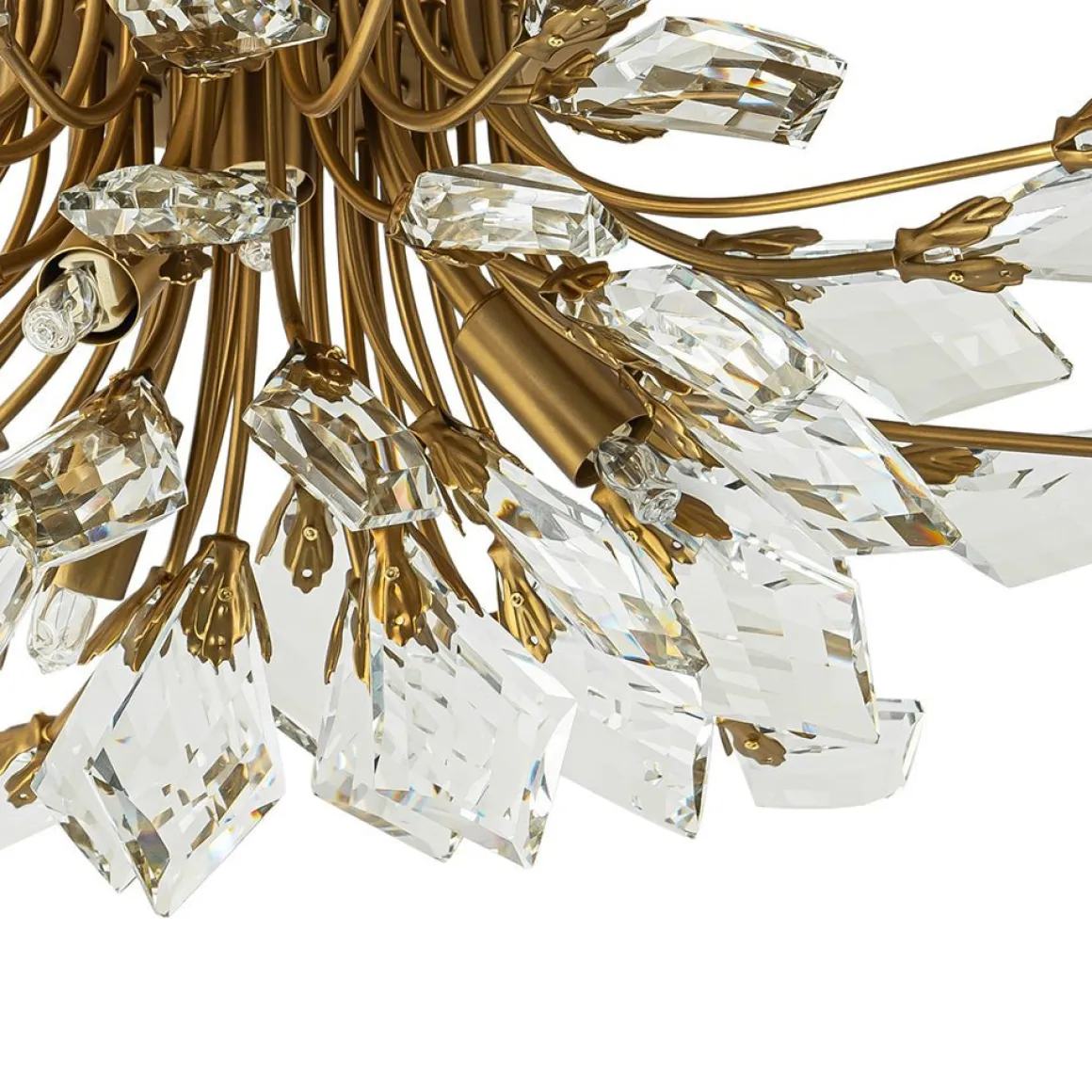 (OpenBox) 4-Light Bloom Crystal Leaf Semi Flush Mount Light