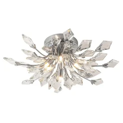 (OpenBox) 4-Light Bloom Crystal Leaf Semi Flush Mount Light
