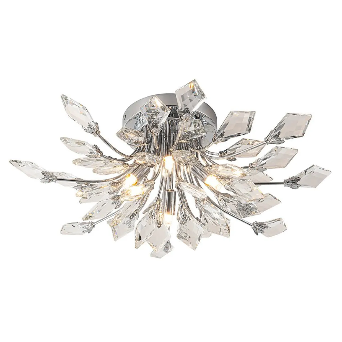 (OpenBox) 4-Light Bloom Crystal Leaf Semi Flush Mount Light