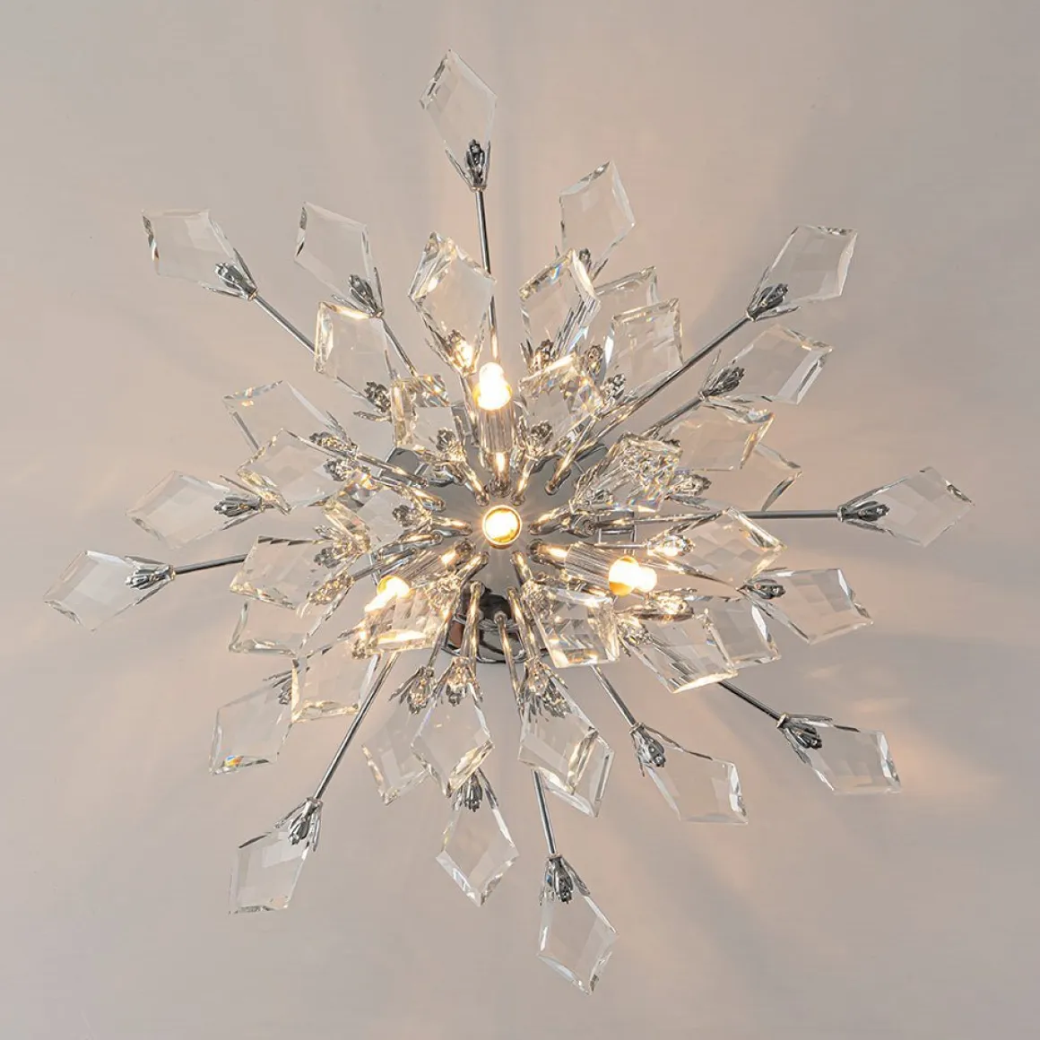 (OpenBox) 4-Light Bloom Crystal Leaf Semi Flush Mount Light