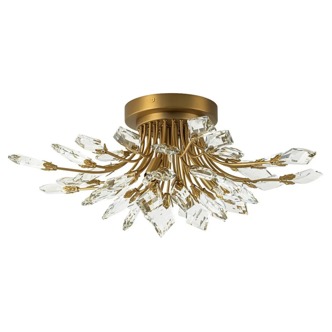 (OpenBox) 4-Light Bloom Crystal Leaf Semi Flush Mount Light