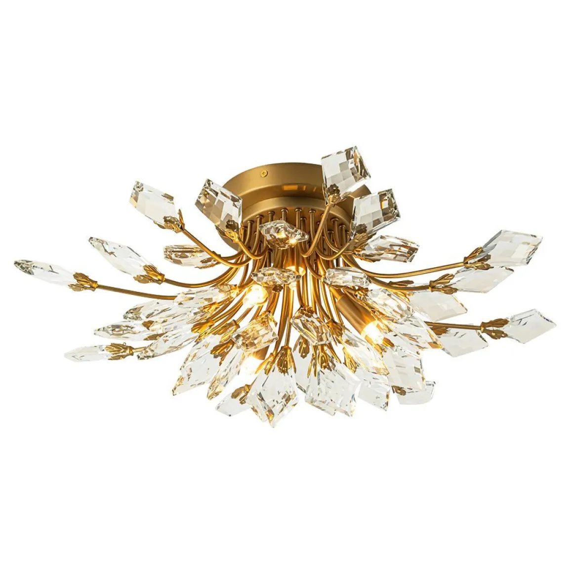 (OpenBox) 4-Light Bloom Crystal Leaf Semi Flush Mount Light