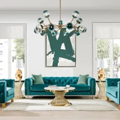 (OpenBox) 15-Light Blue Glass Globe Bubble Sputnik Branch Chandelier