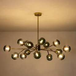 (OpenBox) 15-Light Branch Blue Glass Globe Bubble Chandelier