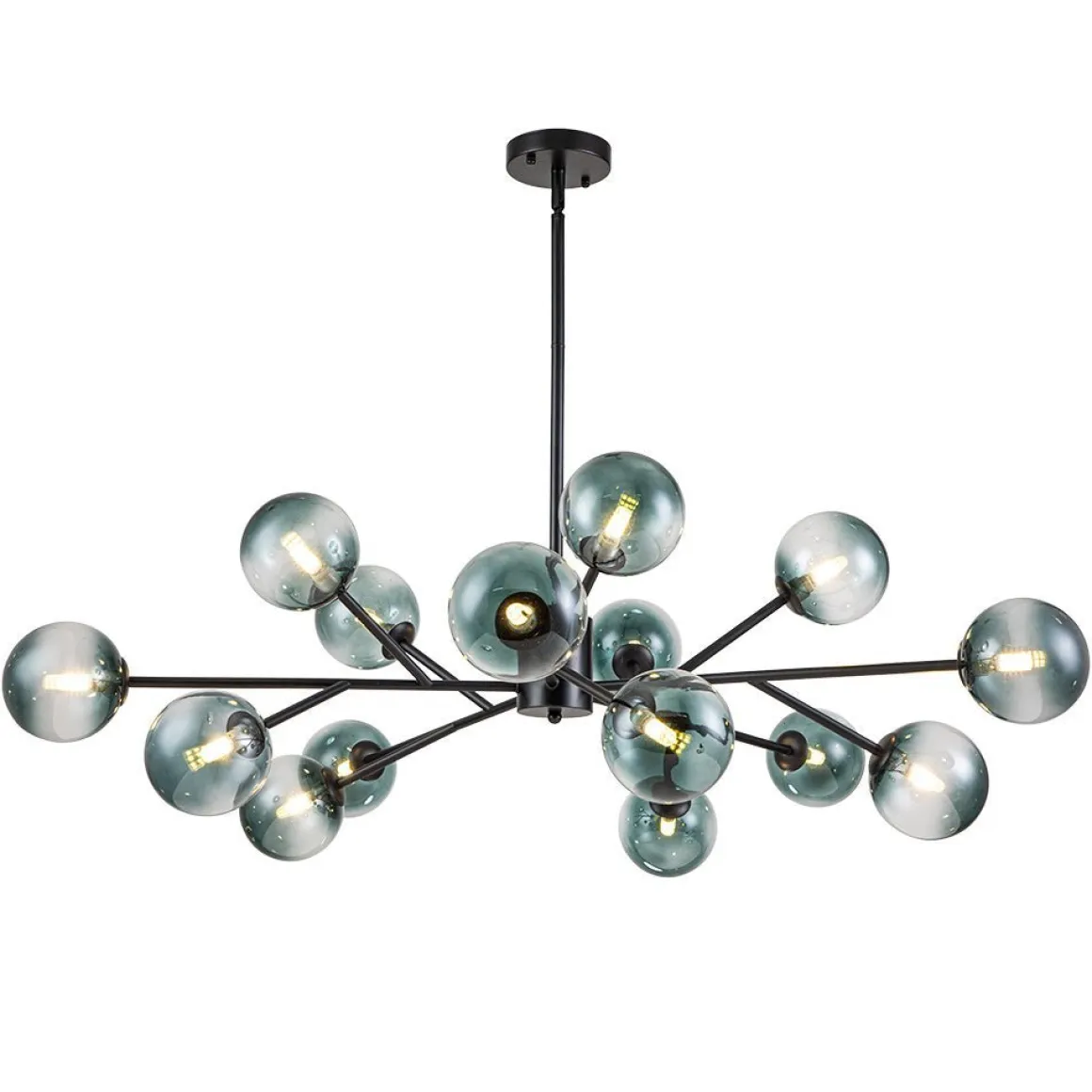 (OpenBox) 15-Light Branch Blue Glass Globe Bubble Chandelier