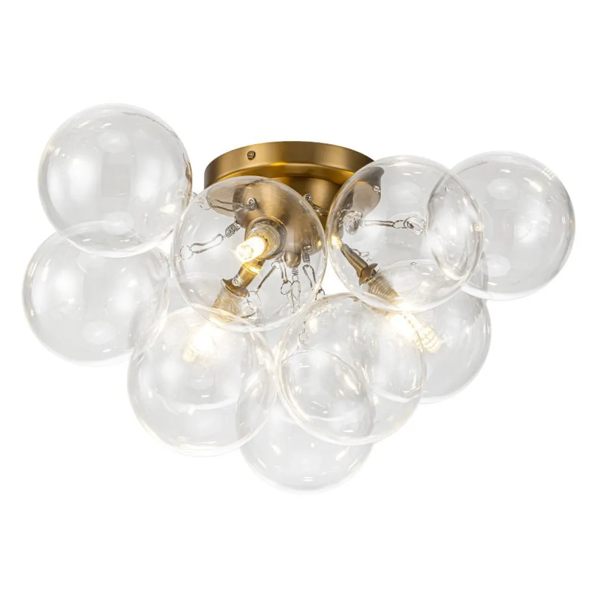(OpenBox) 3-Light Brass Cluster Clear Glass Globe Bubble Ceiling Light