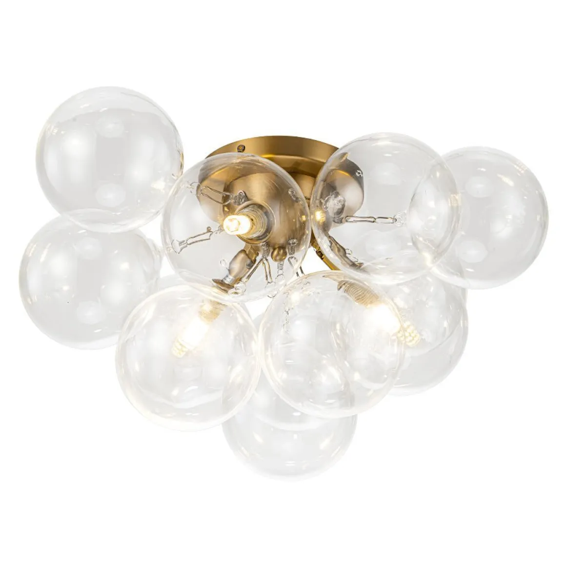(OpenBox) 3-Light Brass Cluster Clear Glass Globe Bubble Ceiling Light