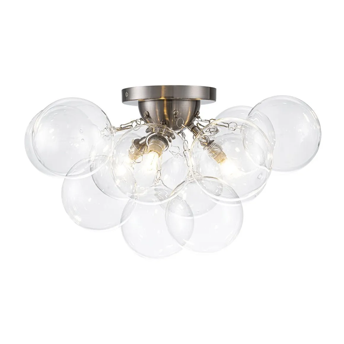 (OpenBox) 3-Light Brass Cluster Clear Glass Globe Bubble Ceiling Light