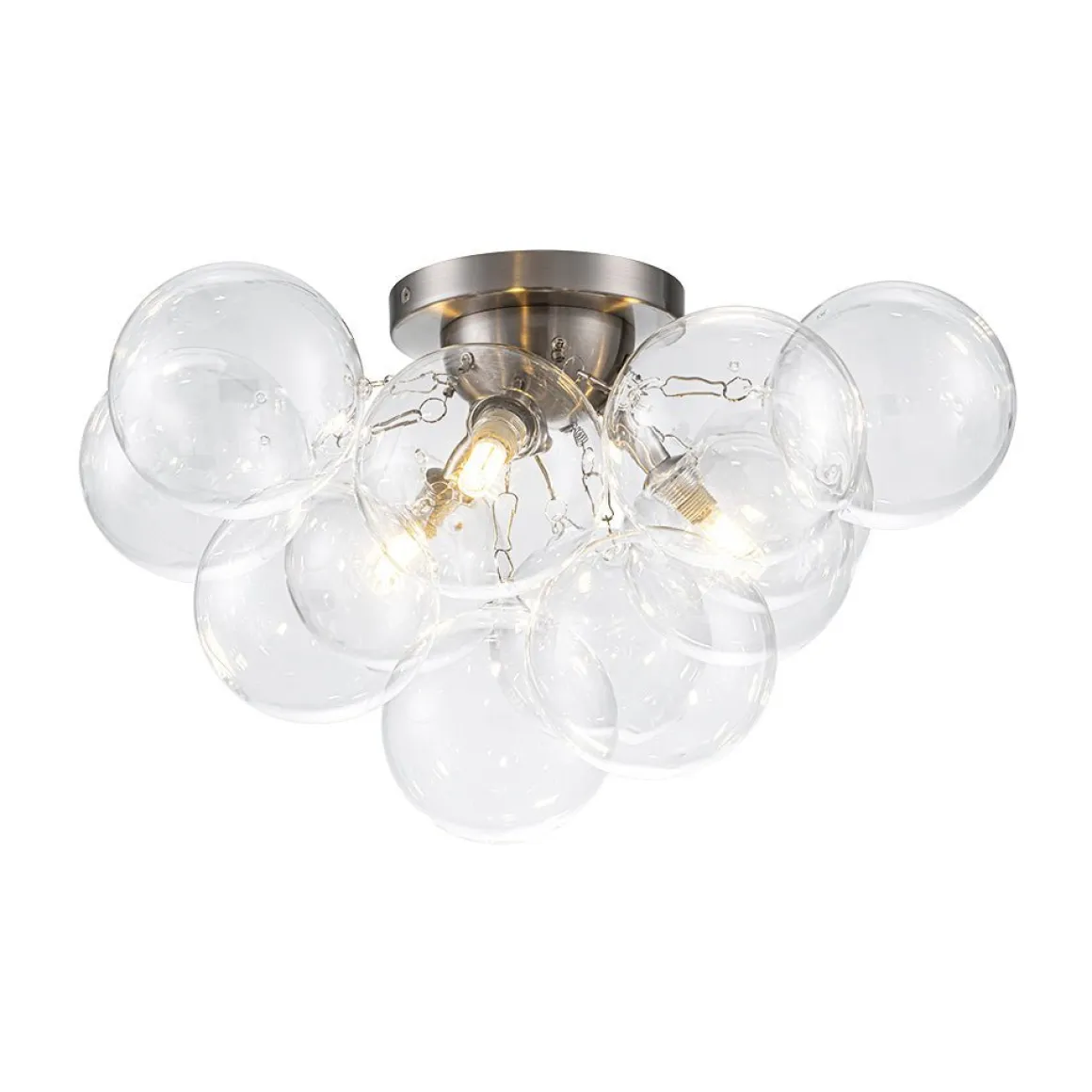 (OpenBox) 3-Light Brass Cluster Clear Glass Globe Bubble Ceiling Light