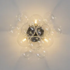 (OpenBox) 3-Light Brass Cluster Clear Glass Globe Bubble Ceiling Light