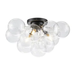 (OpenBox) 3-Light Brass Cluster Clear Glass Globe Bubble Ceiling Light