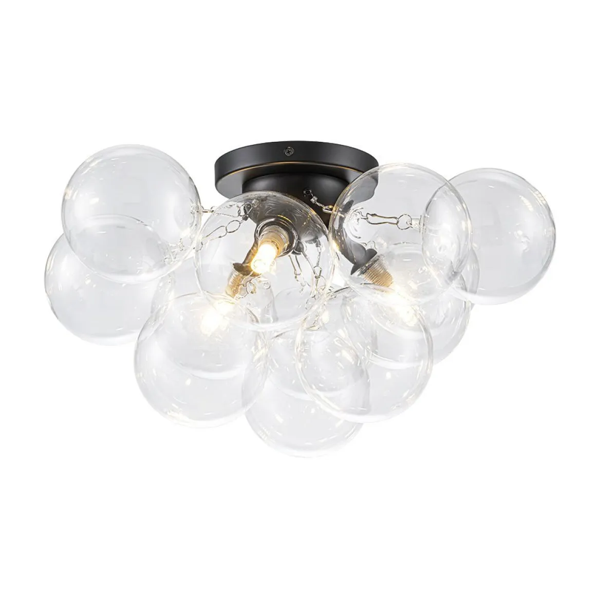 (OpenBox) 3-Light Brass Cluster Clear Glass Globe Bubble Ceiling Light