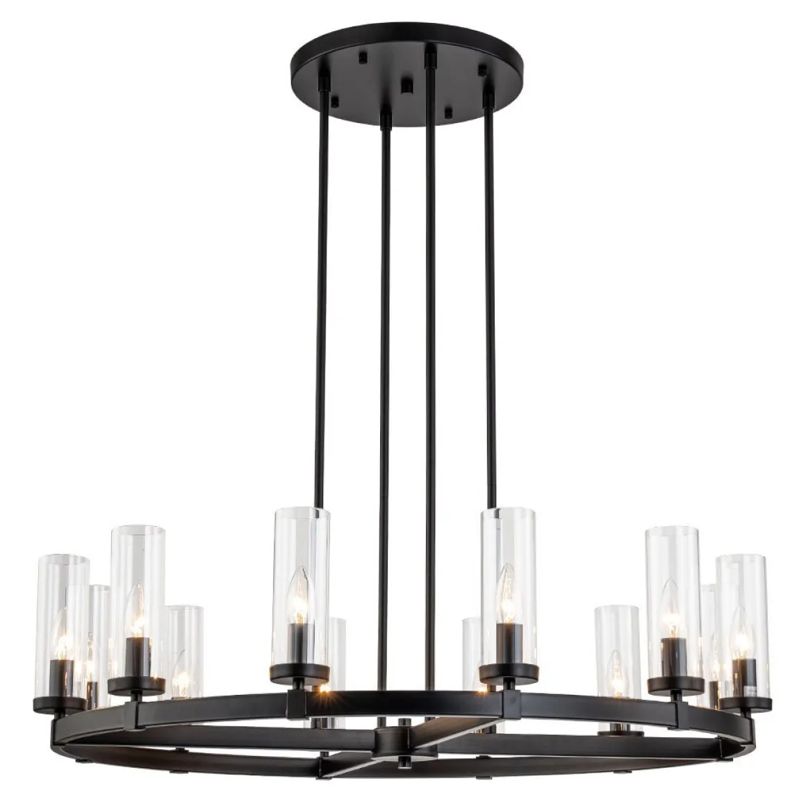 (OpenBox) 12-Light Clear Glass Shade Wagon Wheel Chandelier