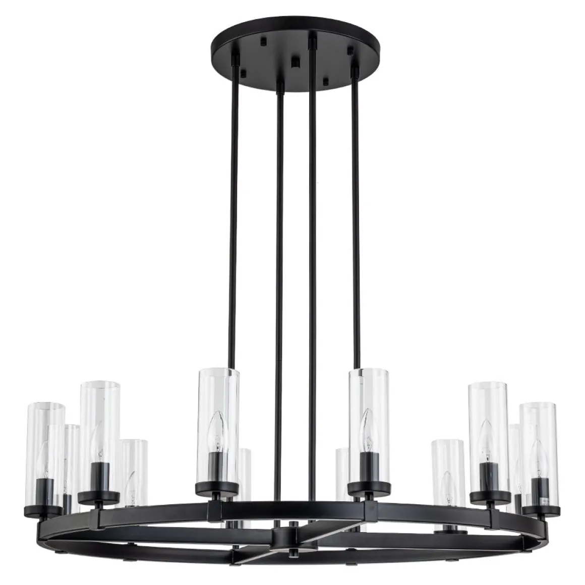 (OpenBox) 12-Light Clear Glass Shade Wagon Wheel Chandelier