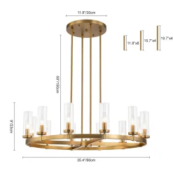 (OpenBox) 12-Light Clear Glass Shade Wagon Wheel Chandelier