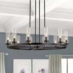 (OpenBox) 12-Light Clear Glass Shade Wagon Wheel Chandelier