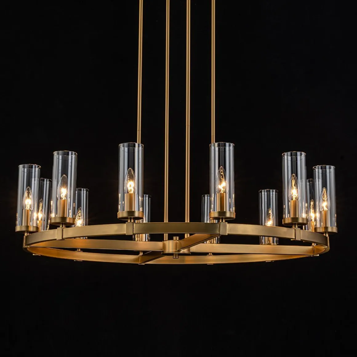 (OpenBox) 12-Light Clear Glass Shade Wagon Wheel Chandelier